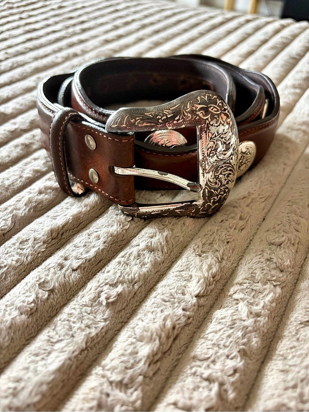 VTG Western Leather-Style Belt in Brown
